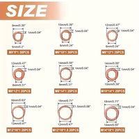 Copper Washer Assortment Kit M5-M14 for Plumbing and Automotive Repairs