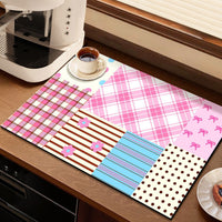 Diatomaceous Earth Geometric Patchwork Absorbent Mat for Kitchen Sink & Coffee Machine
