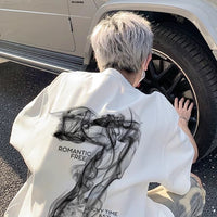 Men's Korean Fashion Digital Print Short Sleeve T-Shirt Loose Fit