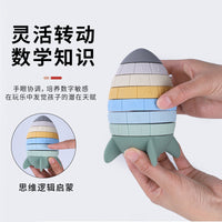 Rainbow Rocket Stacking Toy Soft Silicone Building Blocks Educational Ring Toss Game for Toddlers