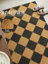 Saibosi Mocha Floral Tile Entryway Mat Modern Minimalist American Vintage Style Durable Dirt-Resistant Floor Mat