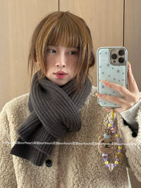 Knitted Scarf for Women, Solid Color, Warm and Thick Neck Warmer