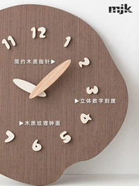 MJK Nordic Solid Wood Creative Wall Clock for Living Room, Silent Home Decor Timepiece
