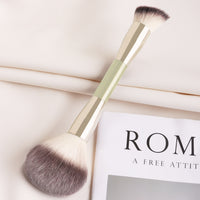 Dual-Ended Loose Powder & Contour Brush - Soft Bristle Setting Powder & Shading Brush for Face