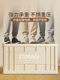Foldable Storage Bin with Lid and Wheels, Large Capacity Plastic Organizer for Clothes, Home, and Camping