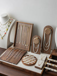 Walnut Wood Jewelry Display Stand for Bracelets, Rings, Necklaces, and Accessories