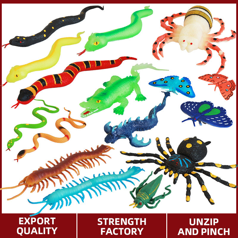 Realistic TPR Animal Figures - Snake, Spider, Scorpion, Cockroach, Centipede, Crocodile, Luminous Models