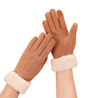 Women's Winter Suede Warm Touchscreen Gloves with Plush Lining