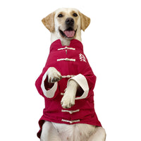 Chinese Style Pet Tang Suit for Large Dogs - New Year Festive Cotton Coat
