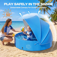 Foldable Pet Swimming Pool with Sunshade for Outdoor Bathing and Play