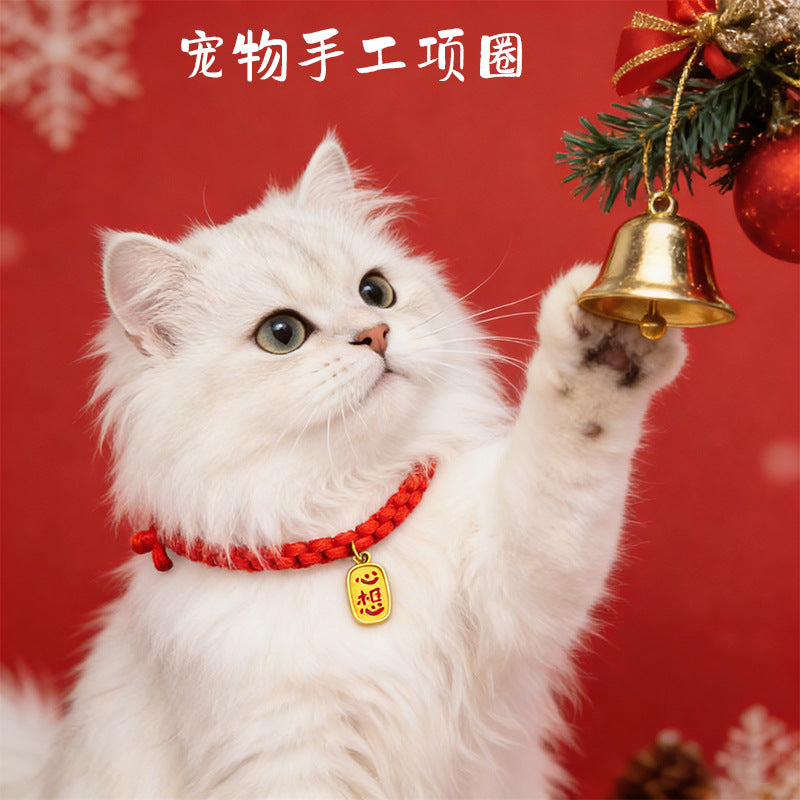 New Year Pet Collar with Lucky Bell Charm for Cats and Dogs