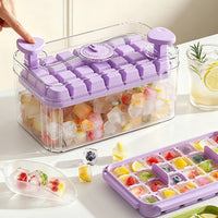 Ice Cube Tray with Lid and Storage Bin, Food-Grade Silicone Press-Type Ice Maker for Refrigerator, Homemade Ice Cubes
