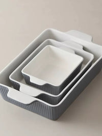 LePantry Ceramic Hand-Painted Baking Dish with Double Handles for Oven, Grilling, and Rice