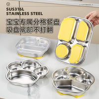 Kids 316 Food Grade Stainless Steel Divided Plate for Kindergarten and Primary School Canteen Meals
