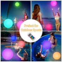 Inflatable LED Light Up Beach Ball for Outdoor Pool and Yard Decoration with Remote Control