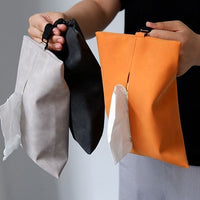 Car Visor Tissue Holder with Straps, Suede Leather Auto Seat Back Armrest Tissue Box