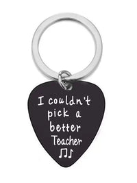 Personalized Guitar Pick Keychain for Dad, Son, Brother - Engraved Stainless Steel