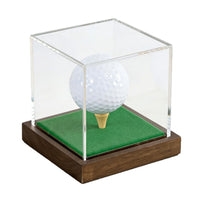 Golf Ball Acrylic Display Case with Wooden Base, Single Ball Dustproof Collector's Box