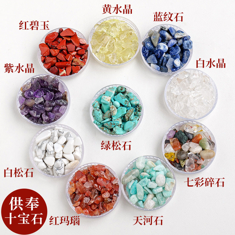 Tibetan Buddhist Offering Mandala Gemstone Set - Natural Crystal Chips for Rituals