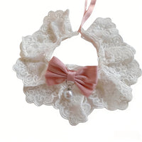 Pet Cat Dog Knitted Bow Tie Collar Scarf Bib
