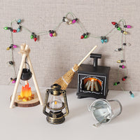Miniature Dollhouse Outdoor Hanging Stove Model & Accessories Set