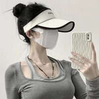 Summer UV Protection Sun Visor Hat for Women, Breathable Ice Silk Empty Top Cap for Running and Outdoor Activities