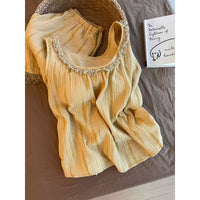 Korean Style Cloud Cotton Pajama Set with Padded Camisole for Women
