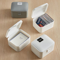 Japanese Style Portable Storage Box with Lid for Charger Cables and Small Items