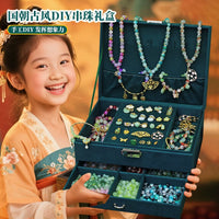 Girls' DIY Beaded Bracelet Kit with Ancient Chinese Style Charms for Children's Day Gift