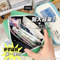 Vintage Canvas Pencil Pouch Large Capacity Multi-layer Stationery Bag for Students