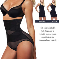 Women's High-Waist Tummy Control Shaper Panties with Breathable Mesh