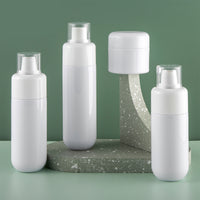 White Flat Shoulder Fine Mist Spray Bottle and Round Bottom Cream Jar for Hydrating Products