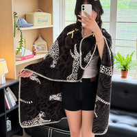 Double-Sided Lamb Fleece Casual Blanket Shawl for Home and Office