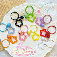 Acrylic Star Keychain Charms with Bells and Book Rings for DIY Crafts