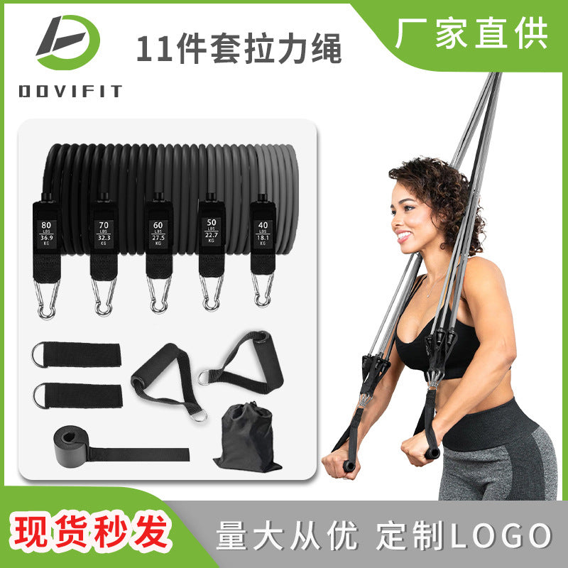 11-Piece Resistance Band Set with Handles, Ankle Straps, Door Anchor, and Carry Bag for Home Workouts