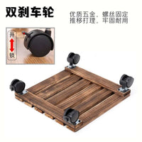 Square Wooden Plant Pot Caddy with Wheels or Stationary Base for Balcony & Outdoor Use