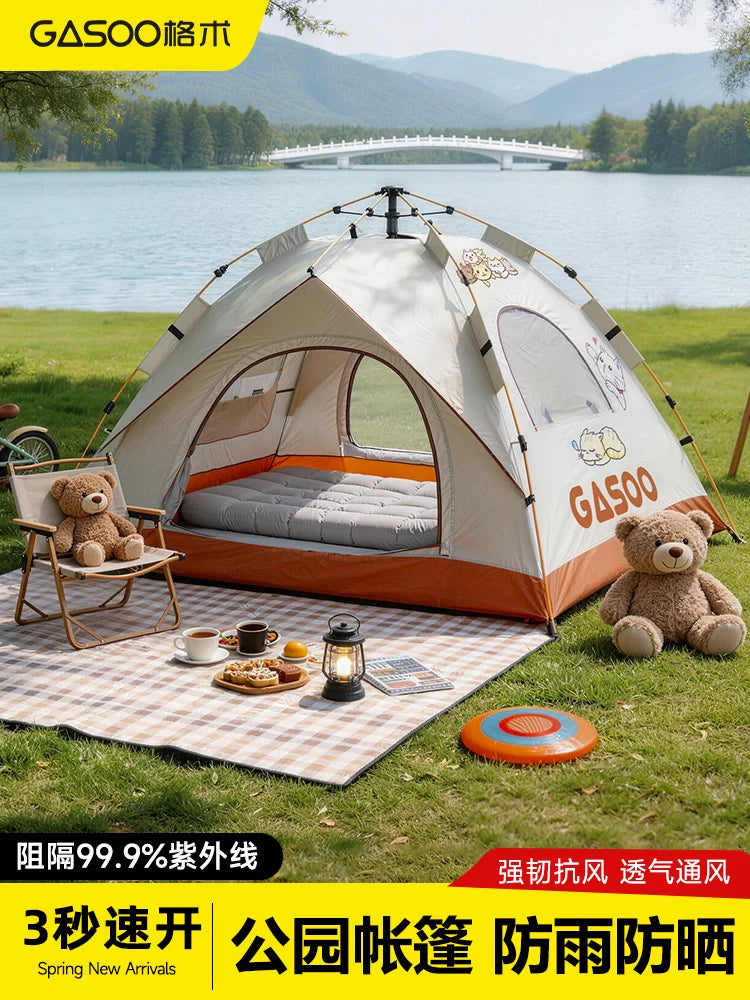 Automatic Pop-Up Camping Tent with UV Protection for 3-4 People - Portable Outdoor Shelter for Beach & Park