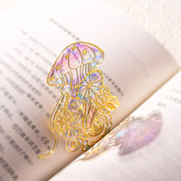Jellyfish Series Hollow Metal Bookmark with Translucent Color Design