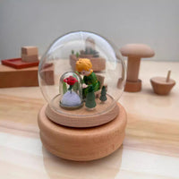 Wooden Music Box with Clockwork Mechanism, Rotating Train or Castle Design, Ideal for Girls' Birthdays and Valentine's Day