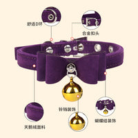 Velvet Bow Tie Pet Collar with Bell for Cats and Small Dogs