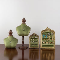 Green Velvet Mannequin Bust Jewelry Display Stand for Necklaces and Pendants
