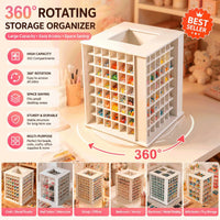 Rotating Desktop Storage Rack for Perler Beads and Small Items, Multi-Grid Organizer with Large Capacity