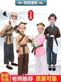 Kids' Traditional Chinese Farmer/Villager Costume for Stage Performances
