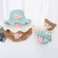 Kids Summer Sun Hat and Bag Set - Breathable UV Protection Princess Straw Hat for Girls and Women