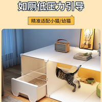 Indoor Cat Cage with Integrated Litter Box, Multi-Tier Cat Villa for Small Spaces