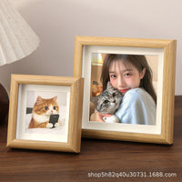 3D Hollow Mini Square Photo Frame for Tabletop Display, Wooden DIY Picture Calligraphy Empty Frame