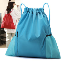 Drawstring Backpack Sports Gym Bag Oxford Cloth with Zipper Pocket for Travel Students Basketball Soccer Shoes