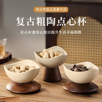 Japanese Style Ceramic Dessert Cup with Pedestal Base for Afternoon Tea Snacks