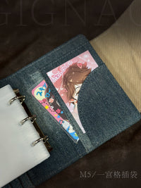 GIGNAC Original Denim Plaid Portable Notebook A5 Loose-Leaf Planner with Grid Pages