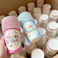Disposable Birthday Party Paper Cups for Kids - Thickened 250ml